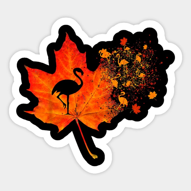 Cute Flamingo Thanksgiving Fall Leaves Costume Autumn Sticker by everetto